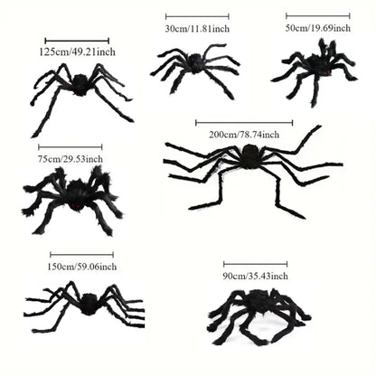 Halloween Big Plush Spider Horror Halloween Decoration Party Prop Outdoor Giant Spider Decor 30-200cm Chamber Prank Black Spider 4