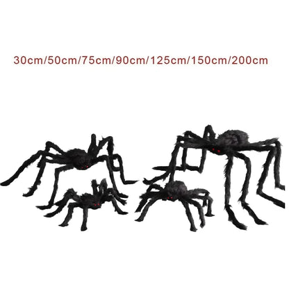 Halloween Big Plush Spider Horror Halloween Decoration Party Prop Outdoor Giant Spider Decor 30-200cm Chamber Prank Black Spider 5