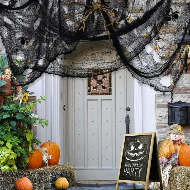 Halloween Bloody Creepy Gauze Cloth Large Black Gauze Spooky Blood Fabric Cloth for Halloween Party Home Outdoor Yard Decoration 3