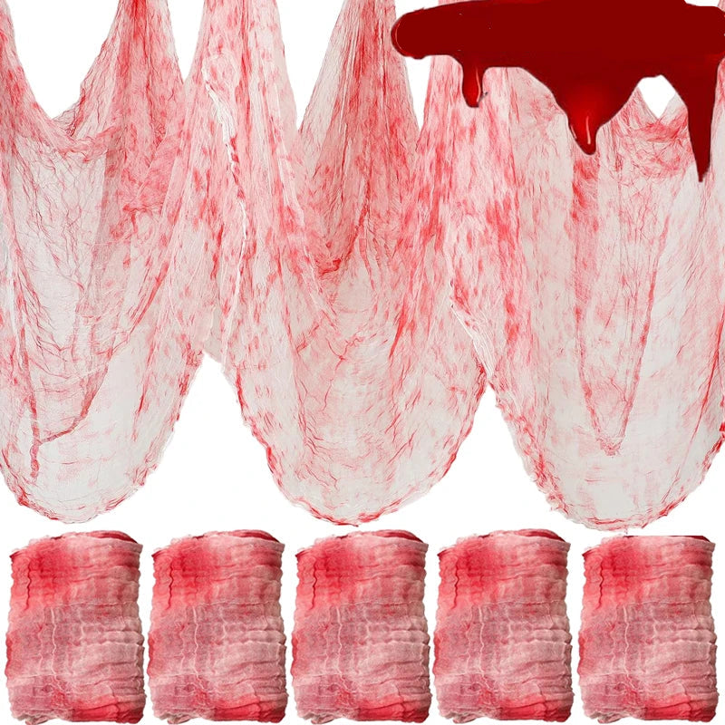 Halloween Bloody Creepy Gauze Cloth Large Black Gauze Spooky Blood Fabric Cloth for Halloween Party Home Outdoor Yard Decoration 6