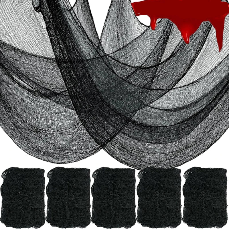 Halloween Bloody Creepy Gauze Cloth Large Black Gauze Spooky Blood Fabric Cloth for Halloween Party Home Outdoor Yard Decoration 7