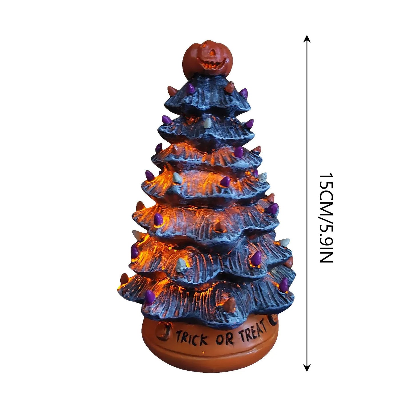 Halloween Ceramic Ornament Creative LED Christmas Tree Pumpkin Lighted Decorative Lamp Statue Home Decoration Supplies 5