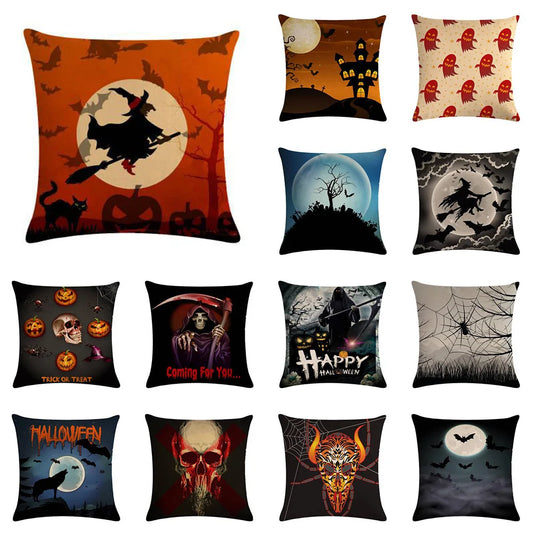 Halloween Christmas Witch Print Pattern Cushion Cover Home Living Room Sofa Car Decoration Square Throw Pillow 0