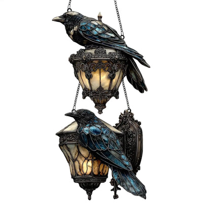 Halloween Crow Painted Glass Lantern 2D Acrylic Sign Home Decorations Gothic pendant light Decorative pendant 0