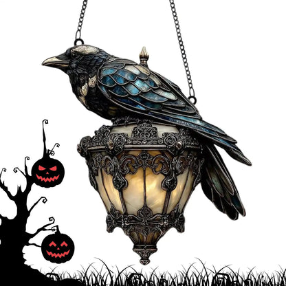 Halloween Crow Painted Glass Lantern 2D Acrylic Sign Home Decorations Gothic pendant light Decorative pendant 2