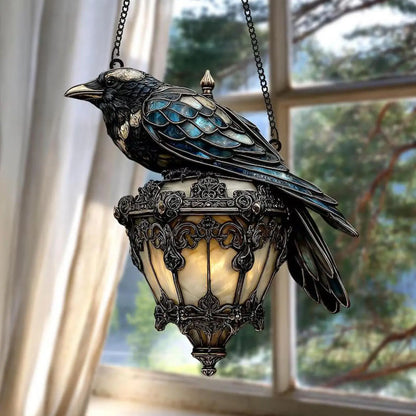 Halloween Crow Painted Glass Lantern 2D Acrylic Sign Home Decorations Gothic pendant light Decorative pendant 3