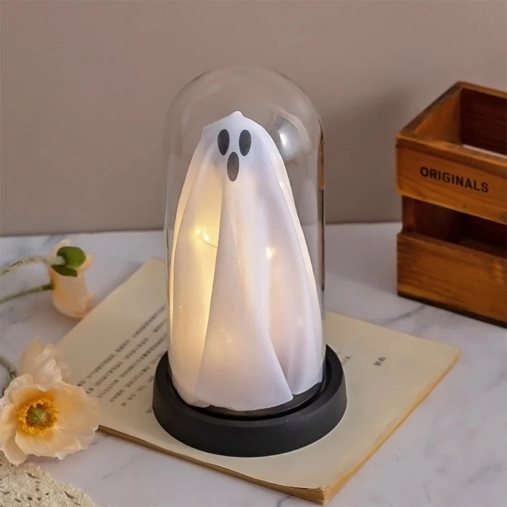 Halloween Decor Light Up Ghost in Plastic Cloche Halloween Decorations Indoor Halloween Ghost Night Light for Home Party Decor 1