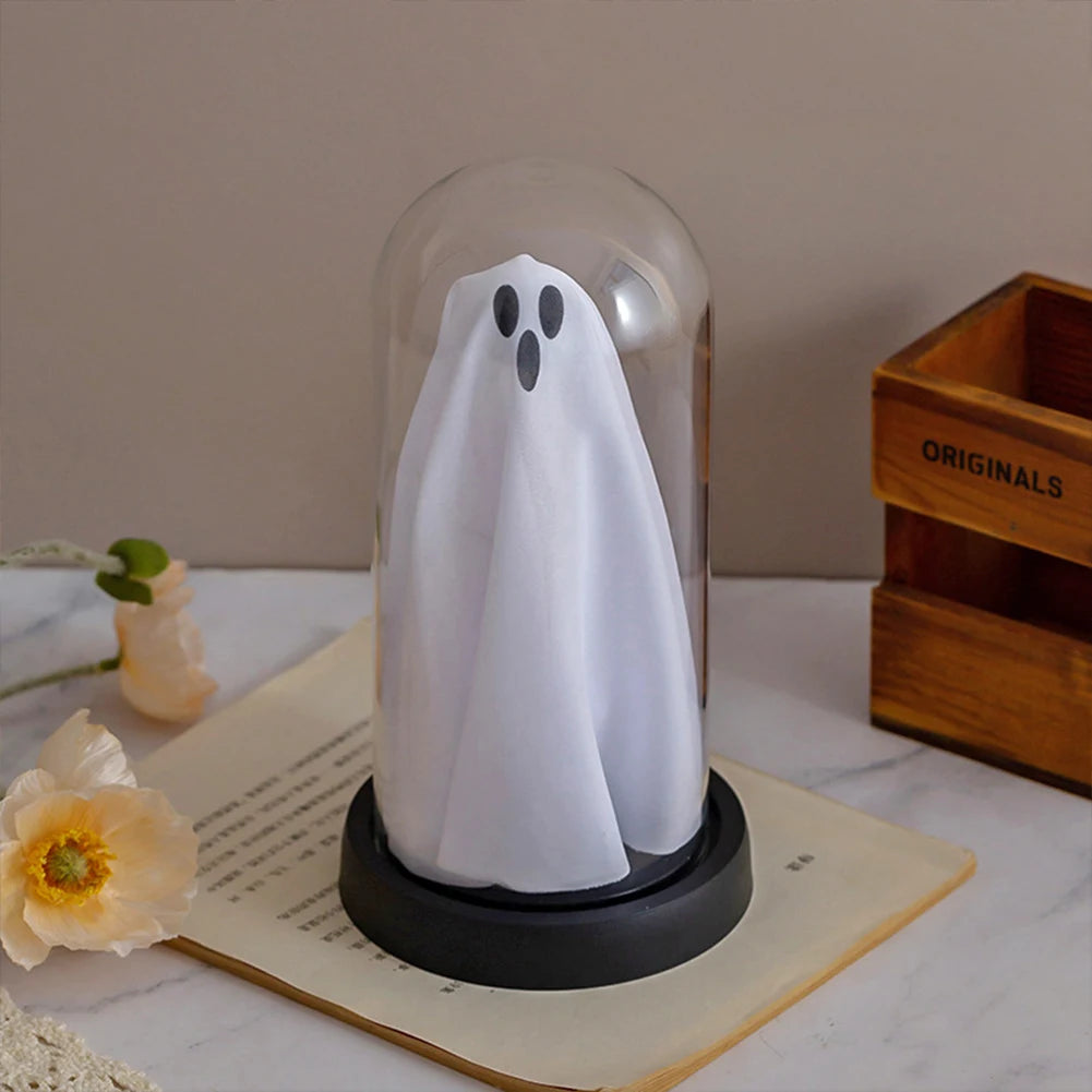 Halloween Decor Light Up Ghost in Plastic Cloche Halloween Decorations Indoor Halloween Ghost Night Light for Home Party Decor 2