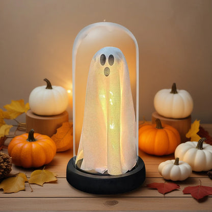 Halloween Decor Light Up Ghost in Plastic Cloche Halloween Decorations Indoor Halloween Ghost Night Light for Home Party Decor 4