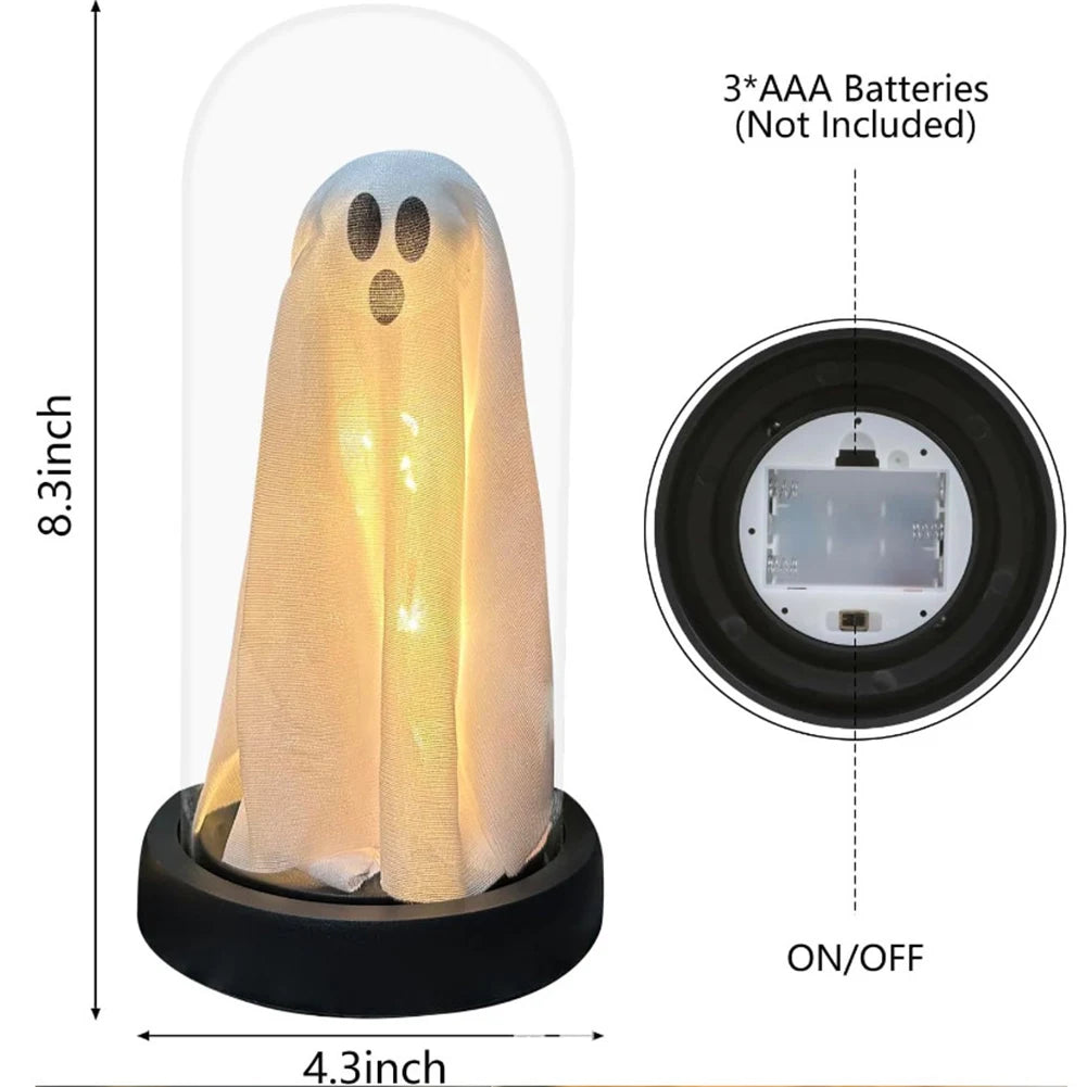 Halloween Decor Light Up Ghost in Plastic Cloche Halloween Decorations Indoor Halloween Ghost Night Light for Home Party Decor 5