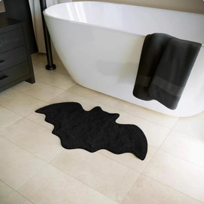 Halloween Decoration Bat Shaped Bathroom Rug Black Non Slip Floor Mat for Living Room Halloween Indoor Decor Carpet Prop 3