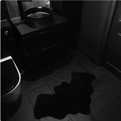 Halloween Decoration Bat Shaped Bathroom Rug Black Non Slip Floor Mat for Living Room Halloween Indoor Decor Carpet Prop 4