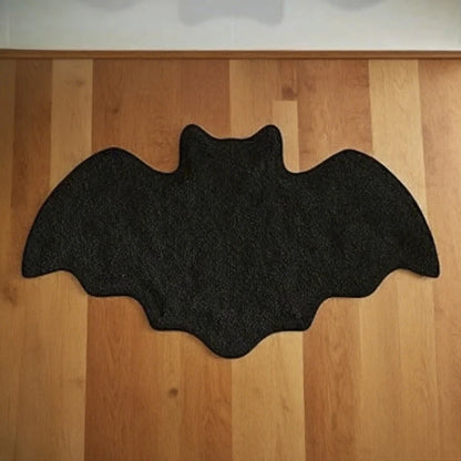 Halloween Decoration Bat Shaped Bathroom Rug Black Non Slip Floor Mat for Living Room Halloween Indoor Decor Carpet Prop 6