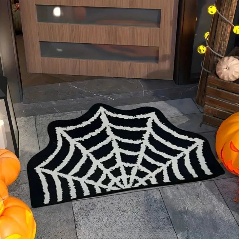 Halloween Decoration Bat Shaped Bathroom Rug Black Non Slip Floor Mat for Living Room Halloween Indoor Decor Carpet Prop 7
