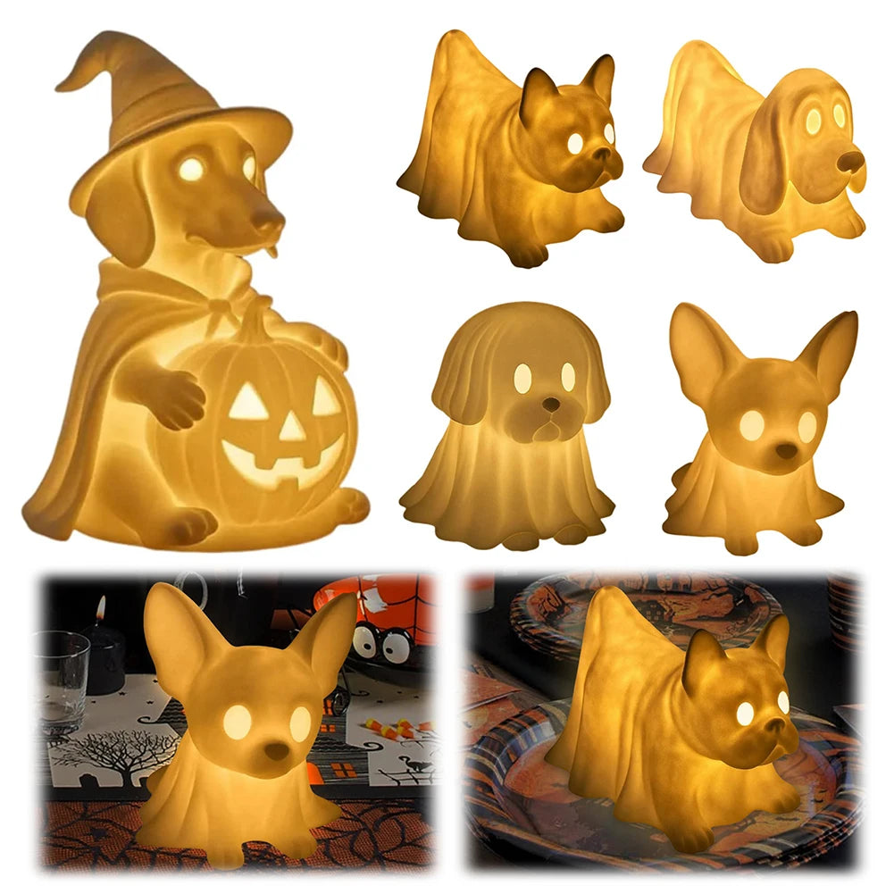 Halloween Decoration Glowing Ghost Dogs with LED Ghost Dog Light for Dog Lovers Home Decor 1