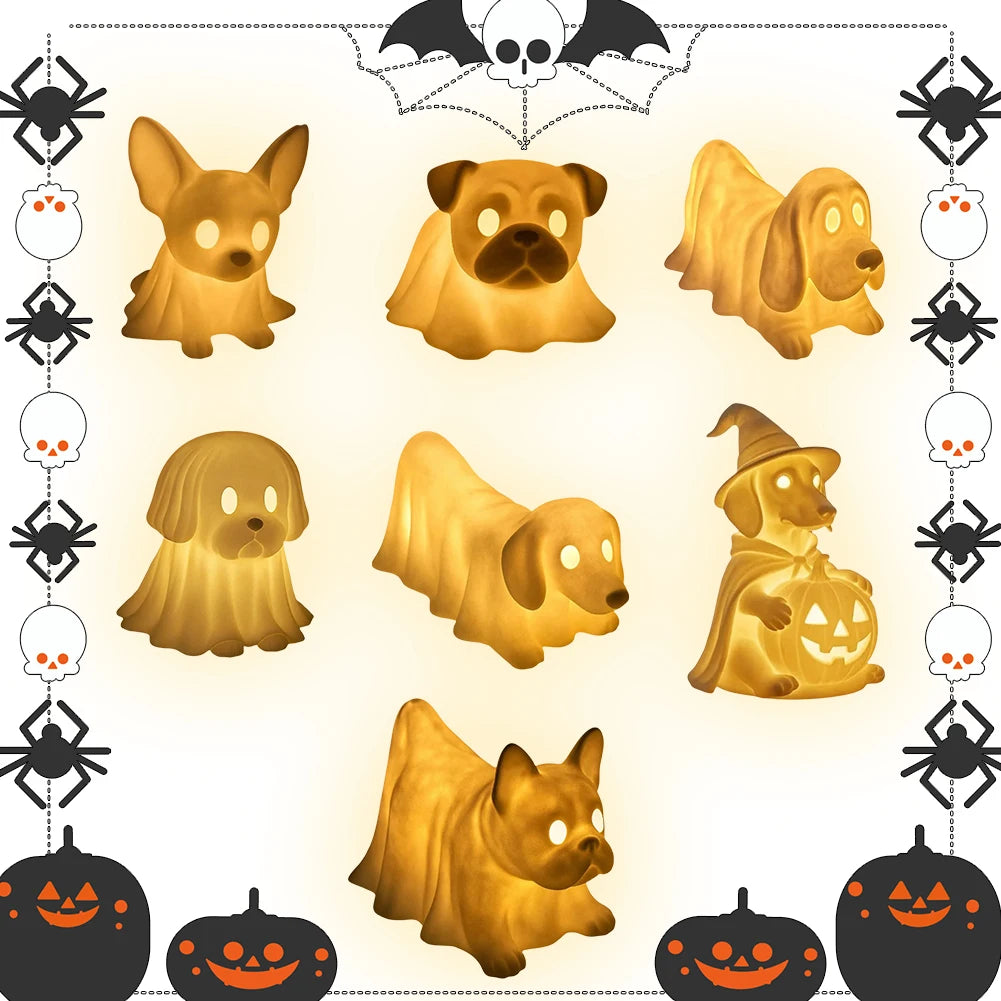 Halloween Decoration Glowing Ghost Dogs with LED Ghost Dog Light for Dog Lovers Home Decor 3