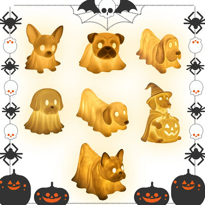 Halloween Decoration Glowing Ghost Dogs with LED Ghost Dog Light for Dog Lovers Home Decor 3