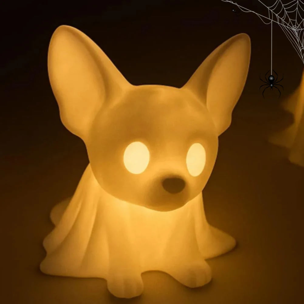 Halloween Decoration Glowing Ghost Dogs with LED Ghost Dog Light for Dog Lovers Home Decor 9