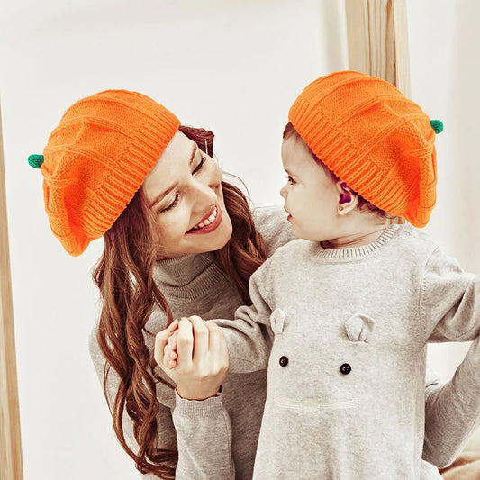 Halloween Decoration Pumpkin Beret Hat 2023 Autumn and Winter Parent-Child Knitted Hat Warm Belle Knit Hat Halloween Party Hats 0