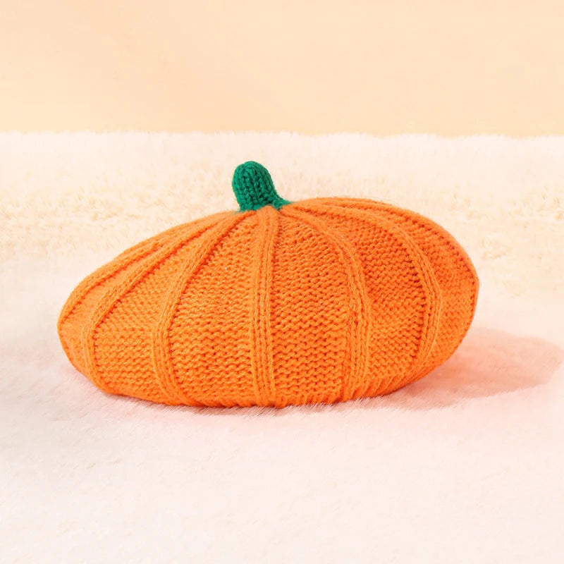 Halloween Decoration Pumpkin Beret Hat 2023 Autumn and Winter Parent-Child Knitted Hat Warm Belle Knit Hat Halloween Party Hats 2