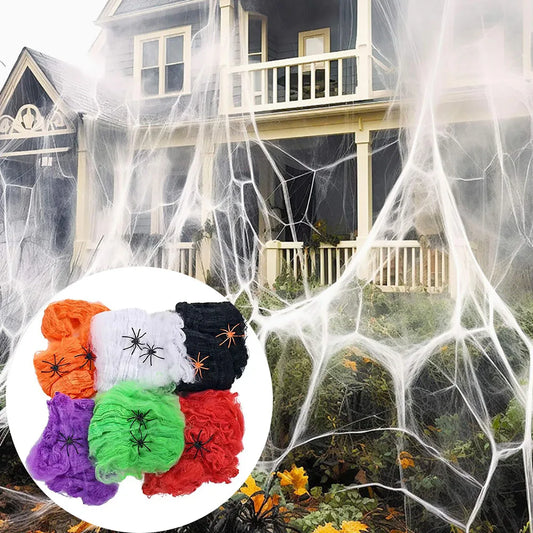 Halloween Decoration Spider Web,Artificial Spider Web,Stretchy Cobweb With Spider,Horror Gothic Haunted House Home Decor 0