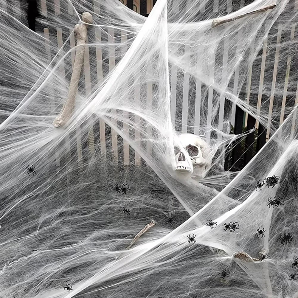 Halloween Decoration Spider Web,Artificial Spider Web,Stretchy Cobweb With Spider,Horror Gothic Haunted House Home Decor 1