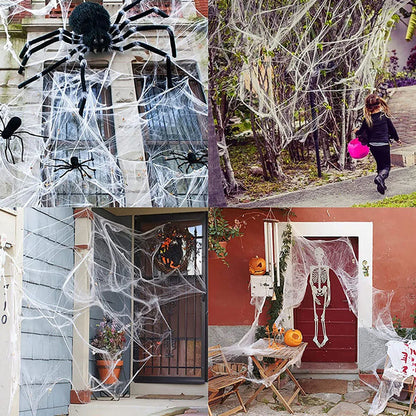 Halloween Decoration Spider Web,Artificial Spider Web,Stretchy Cobweb With Spider,Horror Gothic Haunted House Home Decor 2