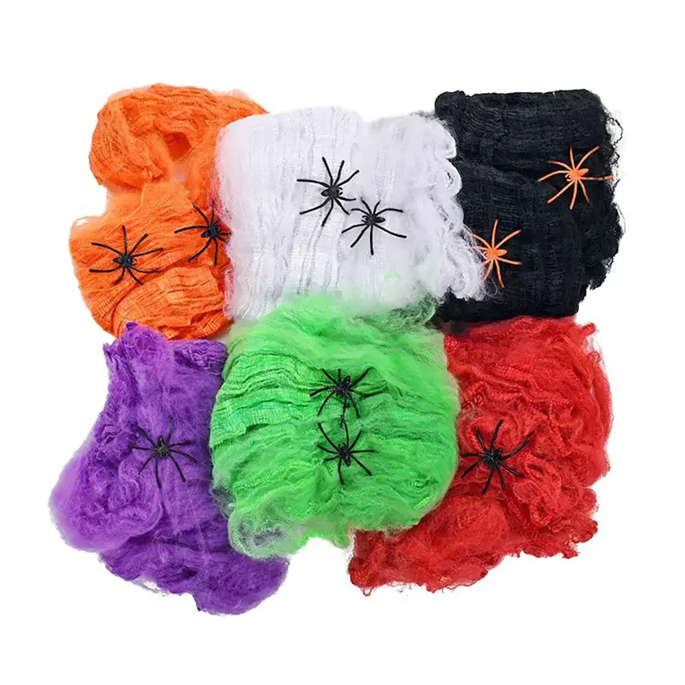 Halloween Decoration Spider Web,Artificial Spider Web,Stretchy Cobweb With Spider,Horror Gothic Haunted House Home Decor 5
