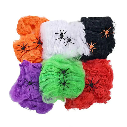 Halloween Decoration Spider Web,Artificial Spider Web,Stretchy Cobweb With Spider,Horror Gothic Haunted House Home Decor 5