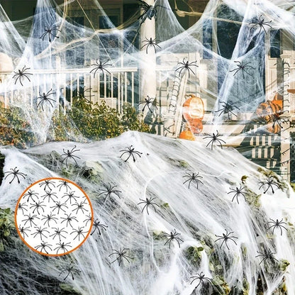 Halloween Decorations Artificial Spider Web Stretchy Cobweb Scary Party Halloween Decoration for Bar Haunted House Scene Props 0