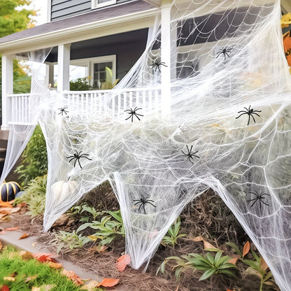 Halloween Decorations Artificial Spider Web Stretchy Cobweb Scary Party Halloween Decoration for Bar Haunted House Scene Props 2