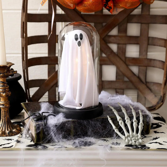 Halloween Decorations Indoor-Light Up Ghost in Glass Cloche-Cute Ghost with Light for Holiday Decorations 0