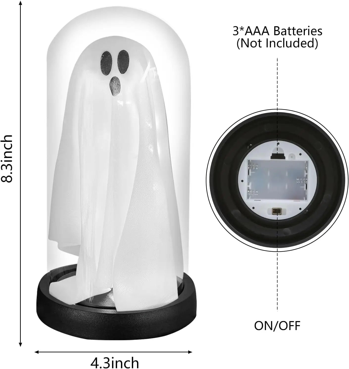 Halloween Decorations Indoor-Light Up Ghost in Glass Cloche-Cute Ghost with Light for Holiday Decorations 4