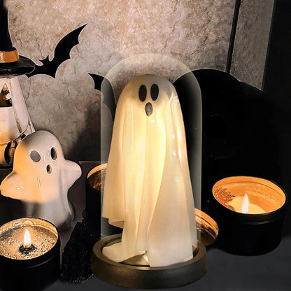 Halloween Decorations Indoor-Light Up Ghost in Glass Cloche-Cute Ghost with Light for Holiday Decorations 5