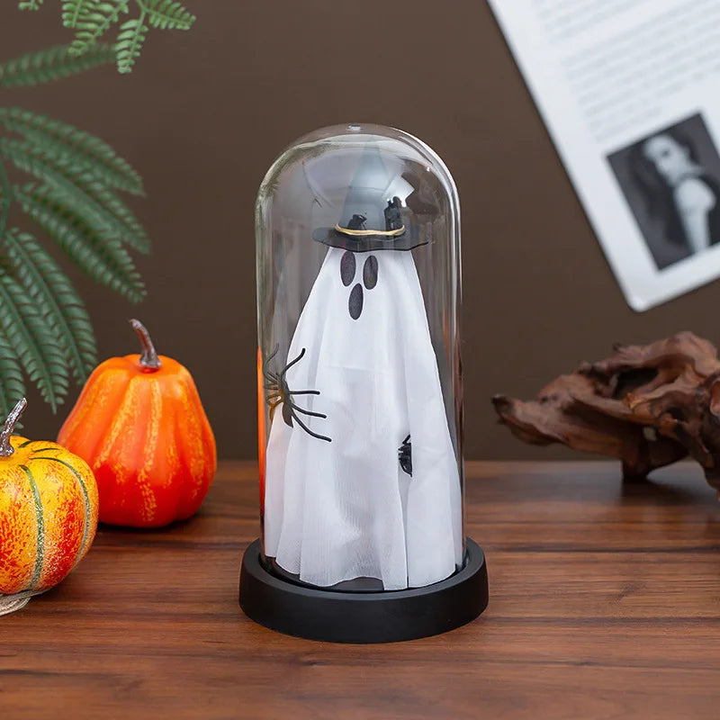 Halloween Decorations Indoor-Light Up Ghost in Glass Cloche-Cute Ghost with Light for Holiday Decorations 6