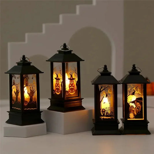Halloween Decorations Led Candle Light Vintage Witch Castle Pumpkin Ghost Hanging LED Lantern Lamp Haloween Party Decor Supplies 0