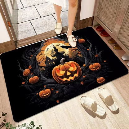 Halloween Decorative Floor Mats Horror Ghost Face Pumpkin Lantern Entrance Door Mat Bathroom Non-slip Carpet Home Decoration 1