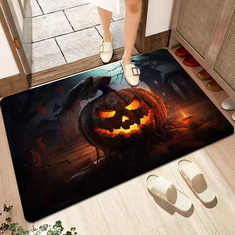 Halloween Decorative Floor Mats Horror Ghost Face Pumpkin Lantern Entrance Door Mat Bathroom Non-slip Carpet Home Decoration 11