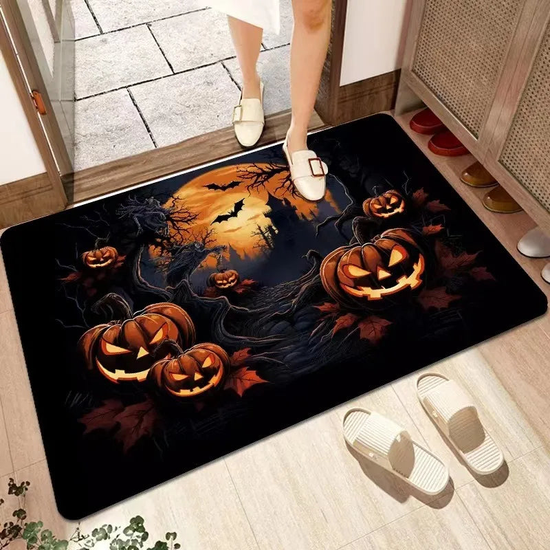 Halloween Decorative Floor Mats Horror Ghost Face Pumpkin Lantern Entrance Door Mat Bathroom Non-slip Carpet Home Decoration 4