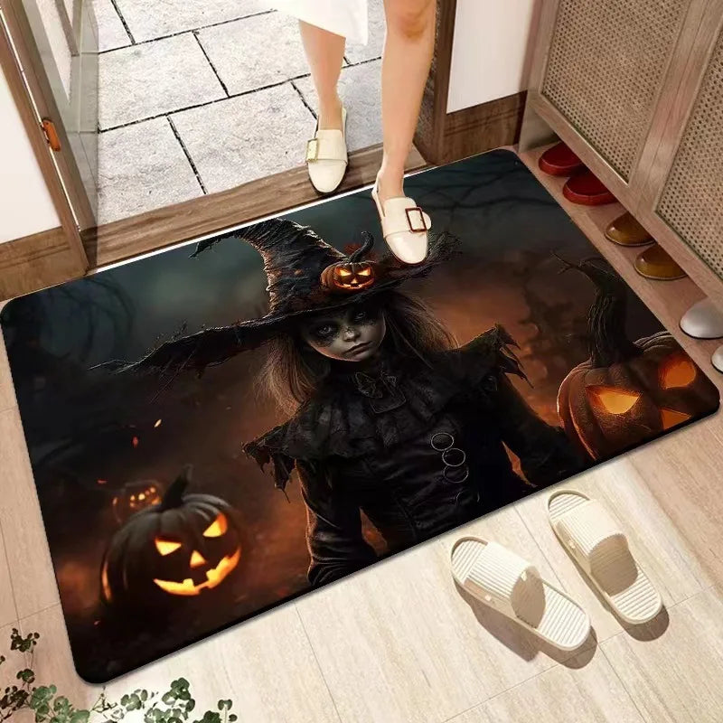 Halloween Decorative Floor Mats Horror Ghost Face Pumpkin Lantern Entrance Door Mat Bathroom Non-slip Carpet Home Decoration 6