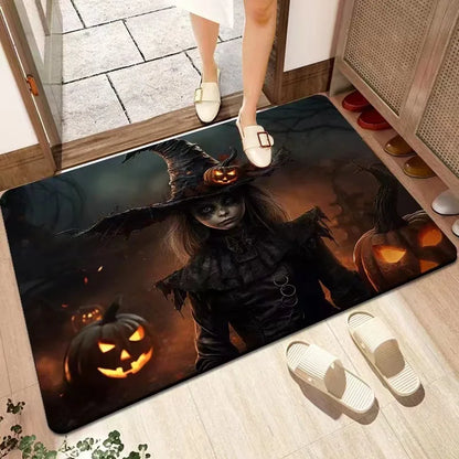Halloween Decorative Floor Mats Horror Ghost Face Pumpkin Lantern Entrance Door Mat Bathroom Non-slip Carpet Home Decoration 6