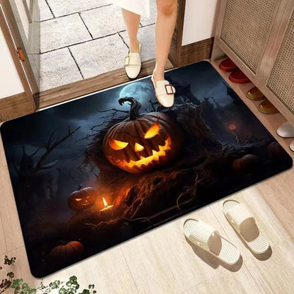 Halloween Decorative Floor Mats Horror Ghost Face Pumpkin Lantern Entrance Door Mat Bathroom Non-slip Carpet Home Decoration 8