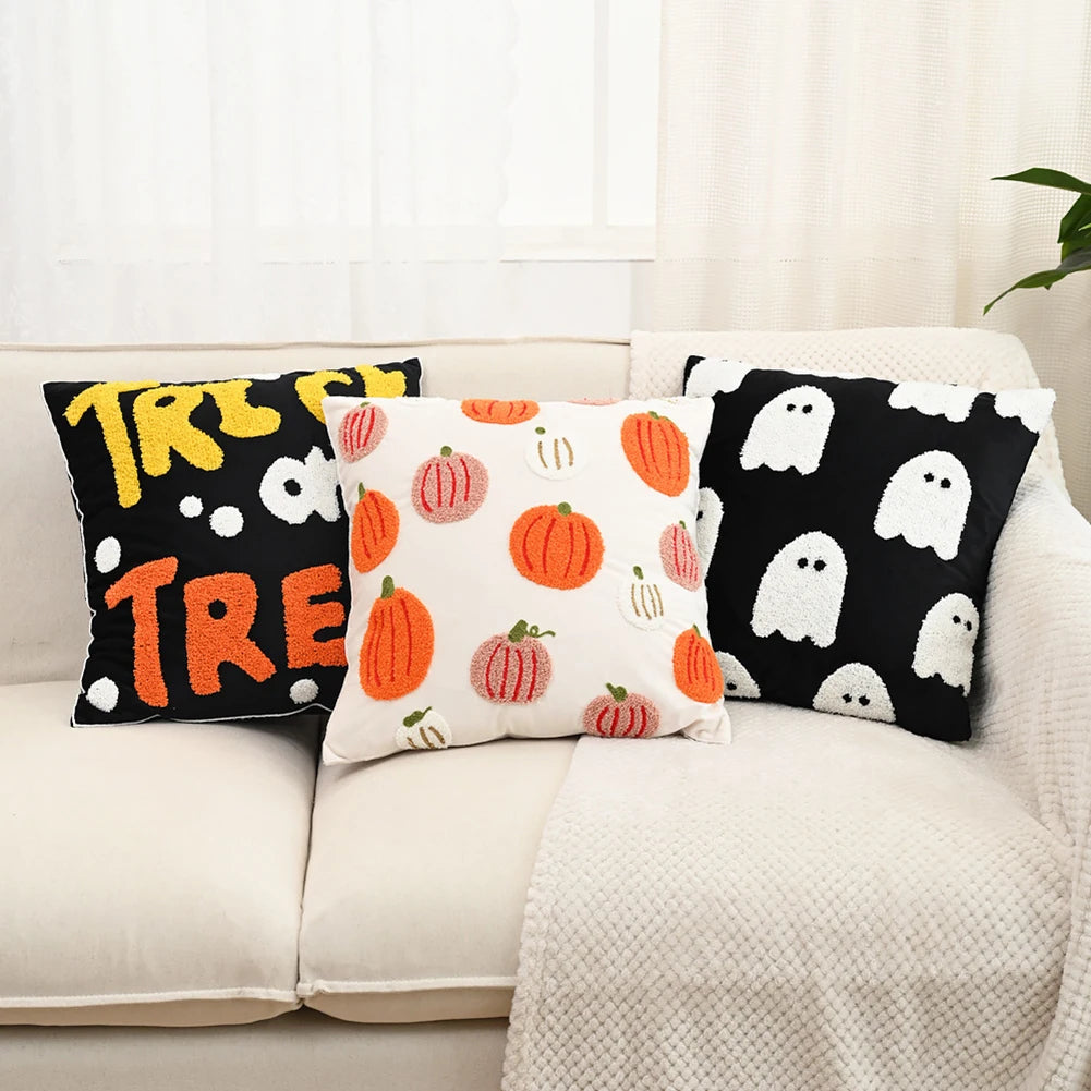 Halloween Elements Embroidered Pillowcases for Home Living Room Sofa Festive Atmosphere Decor Halloween Series Cushion Cover 0