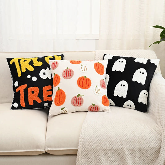 Halloween Elements Embroidered Pillowcases for Home Living Room Sofa Festive Atmosphere Decor Halloween Series Cushion Cover 0
