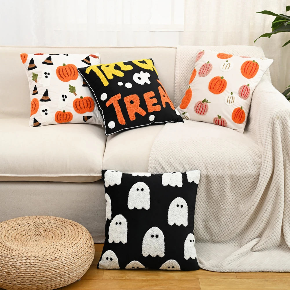 Halloween Elements Embroidered Pillowcases for Home Living Room Sofa Festive Atmosphere Decor Halloween Series Cushion Cover 1
