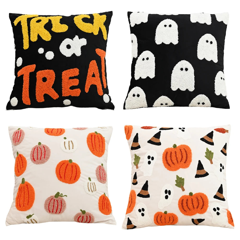 Halloween Elements Embroidered Pillowcases for Home Living Room Sofa Festive Atmosphere Decor Halloween Series Cushion Cover 3