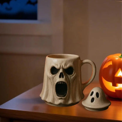 Halloween Ghost Face Mug Spooky Halloween Mug Set 3d Ghost Pumpkin Face Coffee Cup Pumpkin Scream Mug for Espresso Tea Coffee 0