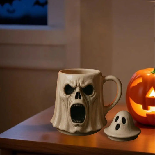 Halloween Ghost Face Mug Spooky Halloween Mug Set 3d Ghost Pumpkin Face Coffee Cup Pumpkin Scream Mug for Espresso Tea Coffee 0