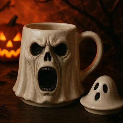 Halloween Ghost Face Mug Spooky Halloween Mug Set 3d Ghost Pumpkin Face Coffee Cup Pumpkin Scream Mug for Espresso Tea Coffee 2