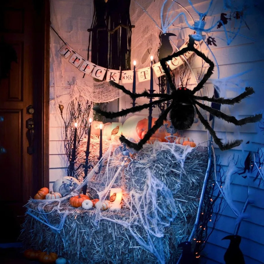 Halloween Giant Spider Decorations, Scary Large Spider Props for Halloween Decorations Indoor and Outdoor Yard Party 2